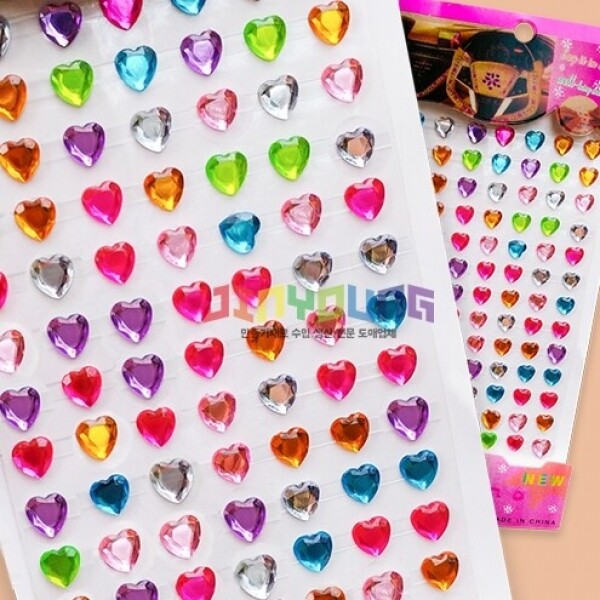 큐빅스티커(하트/91개입/색상혼합)