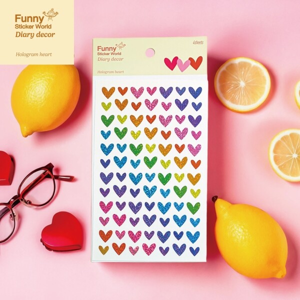 퍼니스티커 80-20H 홀로그램 하트 홀로그램 아트지 다이어리데코 스티커