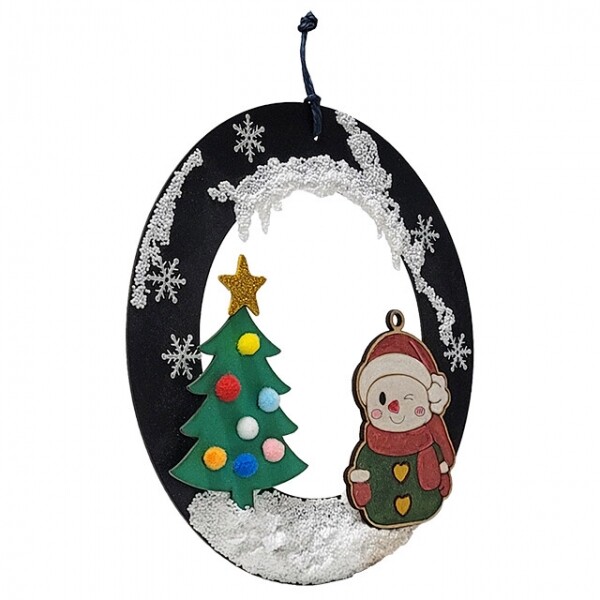 크리스마스 눈사람트리 하드보드 리스 만들기