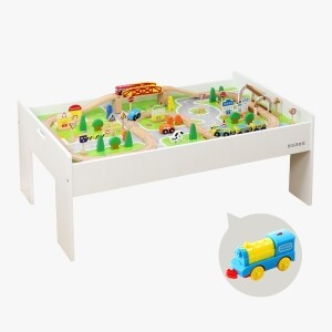 토도리브로 원목기차80PCS+플레이테이블+전동기차