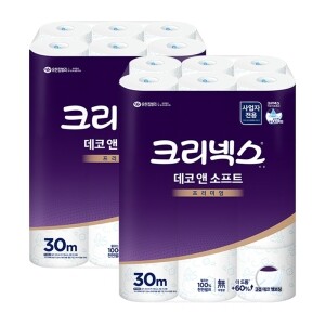 크리넥스 데코앤소프트 두루마리 3겹 화장지 30M 24롤x2팩 45178