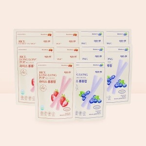 아가애 라이스롱롱팝 딸기+블루베리 10개 세트 (딸기 5+블루베리 5)