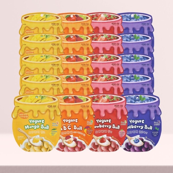 아가애 요거베베 요거트볼 요거트과자 4종 20개 세트 (망고 5+ABC 5+딸기 5+블루베리 5)